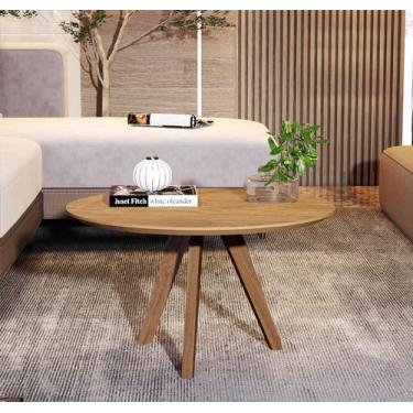 Imagem de Mesa de Centro Para Sala de Estar Moderna Redonda Pés Em Madeira Dubai