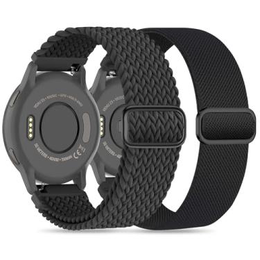 Imagem de Laband Pulseira de relógio de nylon trançado de 18 mm compatível com Garmin Venu 2S/Venu 3S/Venu 4 de 41 mm/Vivoactive 4S/Vivomove 3S/Forerunner 255S/Forerunner 265S, pulseira macia de liberação