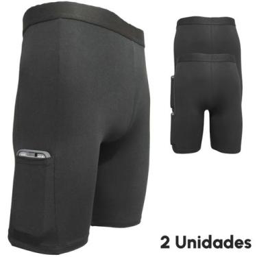 Imagem de Kit 2 Short Térmico Ciclista Com Bolso Segunda Pele Proteção UV Meia C