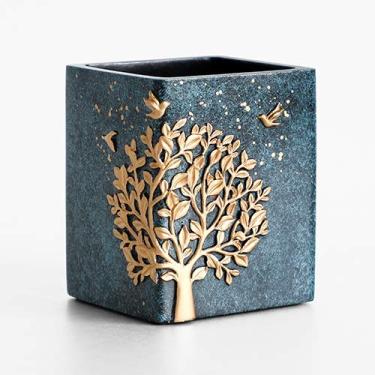 Imagem de Porta-lápis quadrado simples de resina, moderno, decoração de escritório e casa, artesanato, pincéis de maquiagem requintados, organizador de pincéis de personalidade, porta-lápis e caneta, presente