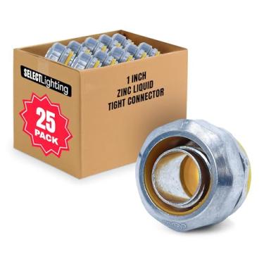 Imagem de SELECT Lighting Conector reto apertado líquido de zinco, conectores elétricos de 2,5 cm, acessórios de conduíte, seguro e resistente à ferrugem, pacote com 25