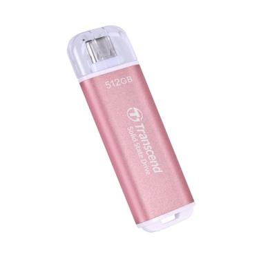 Imagem de Transcend SSD externo de 512 GB, USB 3.2 geração 2, até 1.050 MB/s, SSD portátil com tipo C, para Steam Deck, ROG Ally, MSI Claw, Windows e Mac, iPhone, iPad, Android, PS5, Xbox, Smart TV, rosa