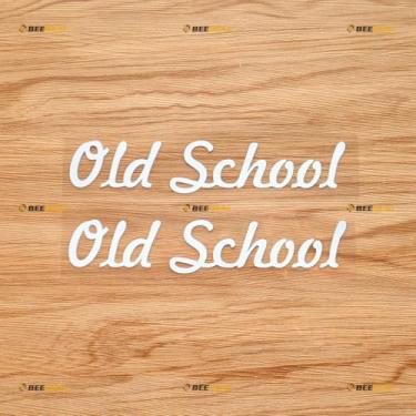 Imagem de Adesivo Old School Vinil Retrô Clássico Engraçado - Pacote com 2 Branco 15 cm - Para Carro Barco Laptop Copo Sem Fundo Cortado
