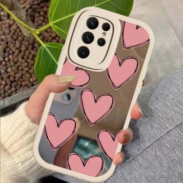 Imagem de Capa de celular com espelho de maquiagem em formato de coração para Samsung S23 Ultra S 23 S22 S21 S20 FE S10 Plus Note 20 10 Lite, capa de silicone macio, branca, 337B, para S21 FE