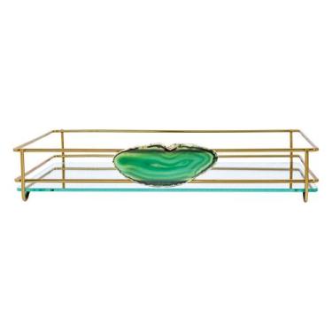 Imagem de Bandeja hara fence ágata dourada 10x20 cm, Verde