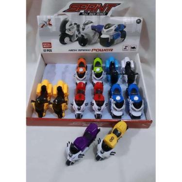 Imagem de Brinquedo Infantil Caixa Com 12 Motos Metal.