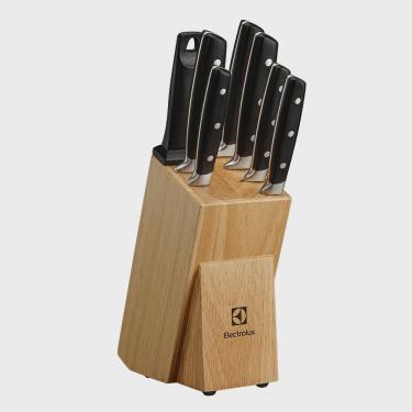 Imagem de Conjunto de Facas Electrolux 8 Peças Inox com Bloco de Bambu