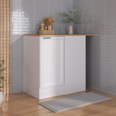 Imagem de Balcão Canto Reto com Tampo Soho Cabecasa Madeiramadeira Branco/Branco