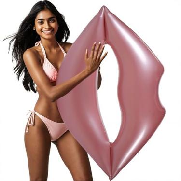 Imagem de Boia de piscina com lábios rosa gigante – espreguiçadeira de água para adultos de 119 x 80 cm, boia de piscina grande, inflável, estampa de boca grande, fileira flutuante, brinquedo aquático, descanso