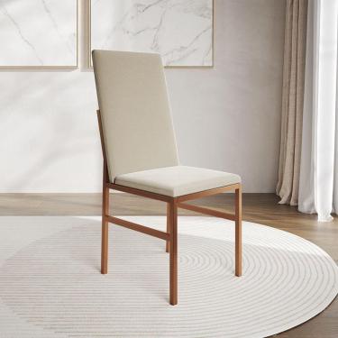 Imagem de Cadeira De Jantar Estofada Mônaco Premium Cobre E Bege Preto