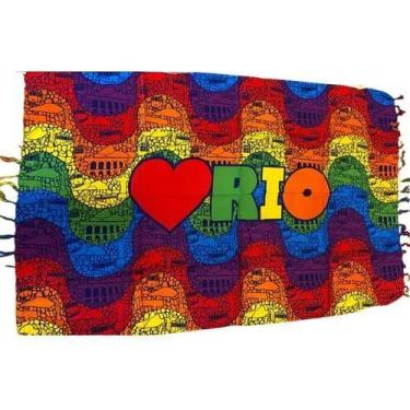 Imagem de Canga Praia Love Rio De Janeiro 100 Viscose Gigante Bali 1,80 x 1,20cm