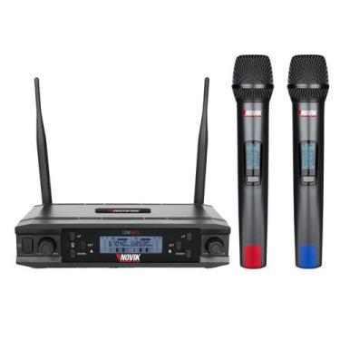 Imagem de Microfone Uhf Duplo Multi-frequência 2x300 Canais Transmissão Digital 
