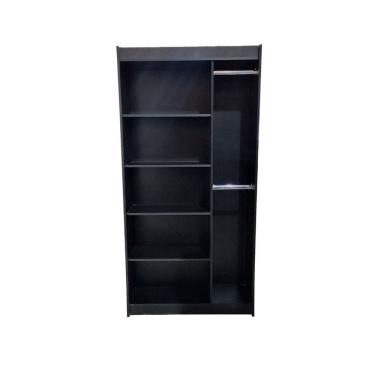 Imagem de Prateleira Com Cabideiro Duplo Lateral Preto 185X92X32Cm - Deep