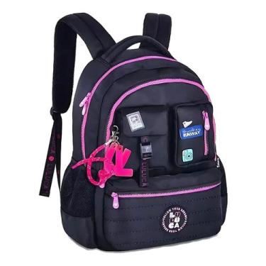 Imagem de Mochila Luluca Costa Feminina Grande Notebook Bolsos Juvenil, Preto