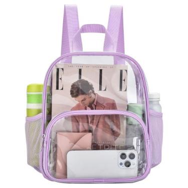 Imagem de Mochila transparente Busiuw para eventos em estádios 30x30x15cm roxa c