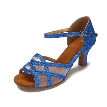 Imagem de Akanu Sapatos femininos de dança latina femininos de salão de dança salsa, Azul, 10
