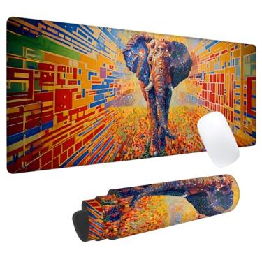 Imagem de Tapete de mouse geométrico elefante para jogos, tapete de mesa de escritório, base de borracha antiderrapante, tapete de mouse estético legal para computador, laptop, teclado, escola, casa, mesa