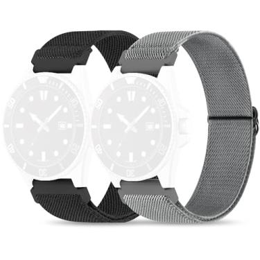 Imagem de Sunnyson Pacote com 2 pulseiras de relógio de nylon elástico compatíveis com Casio duro, pulseiras elásticas macias ajustáveis de 22 mm para relógio de mergulho masculino Casio MDV106-1AV 200 M WR