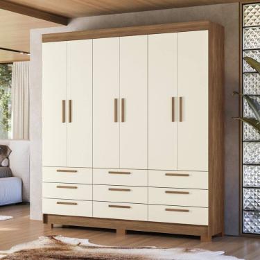 Imagem de Guarda-roupa 6 Portas 9 Gavetas Mdp Colombo Jatobá/ Areia