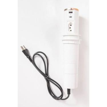 Imagem de Torre De Tomada 10a Automática Usb-c Branco e Cobre - QTMOV