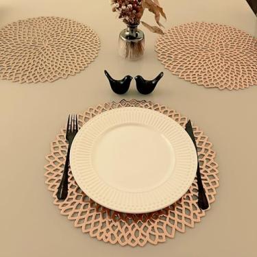 Imagem de Kit 8 Pçs Lugar Jogo Americano Suplat Sousplat Flor Vazado Mesa Posta Sobreprato