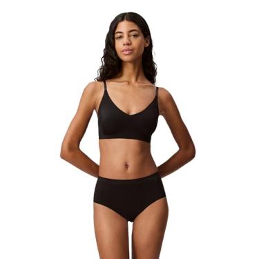 Imagem de Calvin Klein Sutiã feminino Invisibles Comfort levemente forrado sem costura triangular, Preto, M