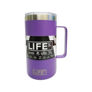 Imagem de Caneca Térmica Lilas 710ml Inox P/ Vinho Cerveja Café Sucos - Abrolhos