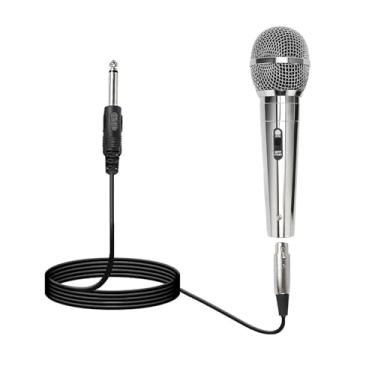Imagem de E I F E R Microfone dinâmico profissional com fio – Microfone de mão prateado clássico para KTV doméstica, amplificador, reunião, palco e karaokê