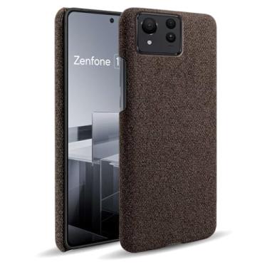 Imagem de Capa para ASUS Zenfone 11 Ultra,Capa desenhada em lona,Case Protetora Ultrafina com Empunhadura Macia,Design em Tecido Antichoque e Antiarranhões-Brown