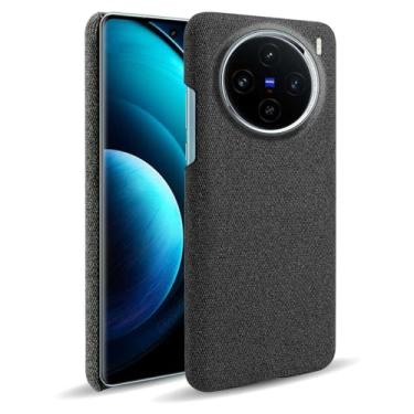 Imagem de Capa para vivo X100,Capa desenhada em lona,Case Protetora Ultrafina com Empunhadura Macia,Design em Tecido Antichoque e Antiarranhões-Black