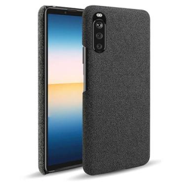 Imagem de Capa para Sony Xperia 10 III,Capa desenhada em lona,Case Protetora Ultrafina com Empunhadura Macia,Design em Tecido Antichoque e Antiarranhões-Black
