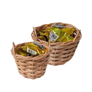 Imagem de Kit Mini Cestos De Vime Redondos Páscoa - 02 Unidades