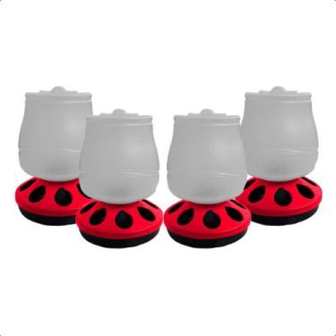 Imagem de Kit 4 Comedouro Alimentador 2L Com 8 Furos Para Aves Frango - AVIPET