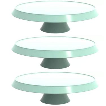 Imagem de 3 Cúpulas Plástico 30cm Bolos Tortas Doces Pratos Verde Menta Bubble Crippa