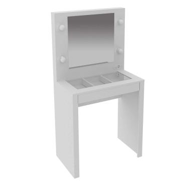 Imagem de Penteadeira Compacta com Espelho 1 Gaveta PE2017 Branca Tecnomobili