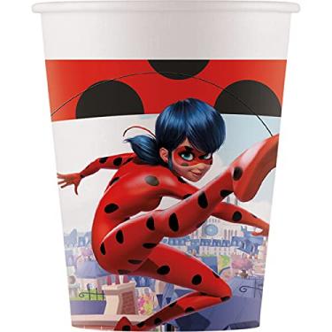 Imagem de PROCOS Miracolous Ladybug 93479 Copos de Festa Capacidade Máxima 200 ml Pacote de 8 Copos de Papel Descartáveis para Festa de Aniversário Infantil FSC® Mix