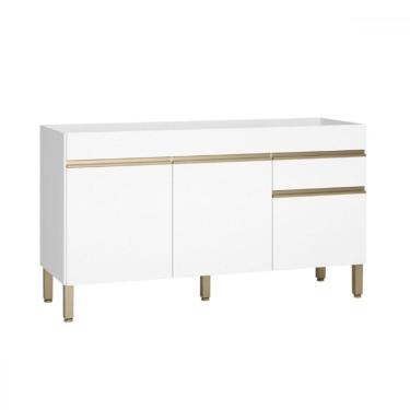 Imagem de Balcão de Cozinha para Pia 150 Cm Silver 3 Portas 1 Gaveta Supremo - Pnr Móveis