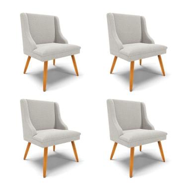 Imagem de Cadeira Sala De Jantar Pé Palito Castanho Kit 4 Liz Bouclê Cinza D03 - D`rossi