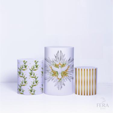 Imagem de Trio de Capa Cilindro para Festa de Batizado Veste Fácil C/elástico