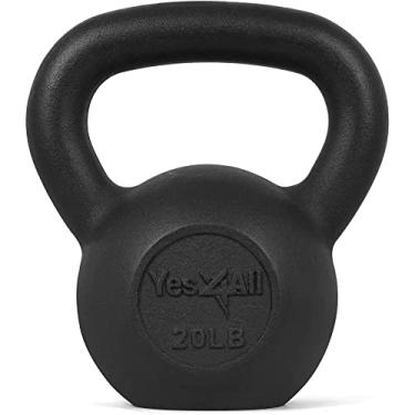 Imagem de Yes4All Conjunto sólido de pesos Kettlebell de ferro fundido – Ótimo para treino de corpo inteiro e treinamento de força – Kettlebell 9 kg (preto)