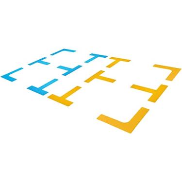 Imagem de Eco Walker Kit de marcadores Court Lines Throw Down Markers Crie sua própria mini quadra de tênis Pickleball (formato de T L azul-amarelo)