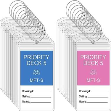 Imagem de Clabby 12 conjuntos de etiquetas de bagagem transparentes com alças para carnaval, princesa, etiqueta impermeável de PVC para cruzeiros em 2025-2026