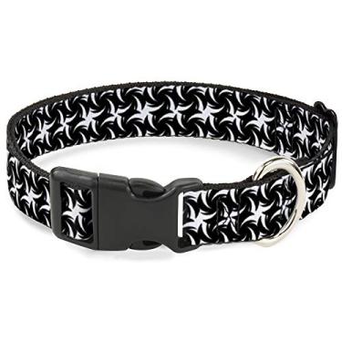 Imagem de Buckle-Down Colar de clipe de plástico preto e branco de plumas de cata-vento de 33-45,72 cm, largo pequeno