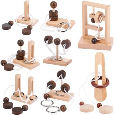 Imagem de Conjunto de quebra-cabeças de corda de madeira Yilloog Luban Lock Game