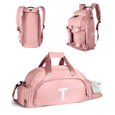 Imagem de Vogewood Presentes de aniversário para meninas de 4, 5, 6, 7, 8, 9, 10, 11, 12 e 13 anos, bolsas de ginástica com compartimento para sapatos, bolsa esportiva personalizada para meninas, monograma para