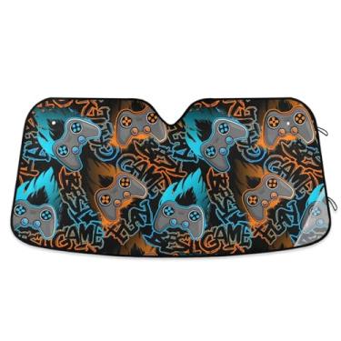 Imagem de Controladores elétricos de jogos laranja pára-brisa automotivo proteção UV caminhão para-sol para para-brisas pequeno