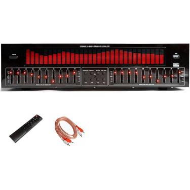 Imagem de 31 Equalizador digital da banda, equalizador gráfico de estéreo de áudio digital com controle remoto e cabo de áudio, redução automática de ruído, analisador de espectros de música LED para