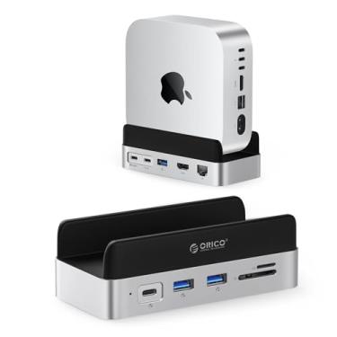 Imagem de ORICO Minidock Mac Mini M4 Dock com HDMI 4K @60Hz, SSD NVMe M.2 de 1 TB, porta USB 3.2 de 10 Gbps, Gigabit Ethernet, leitores de cartão SD/TF