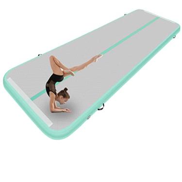 Imagem de XHYCPY Tapete De Ar Para Pista De Ginástica Inflável 13 Pés 16 Pés 20 Pés - Extra Largo 4,3 Pés De Espessura Tapete De Pista De Treinamento De 4 Polegadas Com Bomba De Ar Elétrica - Verde, 20 Pés * 4,