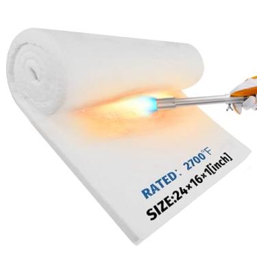 Imagem de 61 cm x 38 cm x 2,5 cm (espessura), 1 peça - cobertor de isolamento de fibra cerâmica – 1,482 °C à prova de fogo para forjas, forjas, fornos, lareiras e chaminés